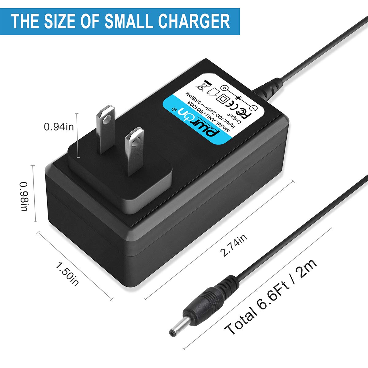 Pwron 6.6Ft 9V Ac To Dc Adapter Compatible With Ryobi Hp108L 8 Volt Lithium Ion Cordless Kit Drill Driver Zrhp108L Sa721, Ryobi Ch124 720391002 Class 2 Power Supply Cord